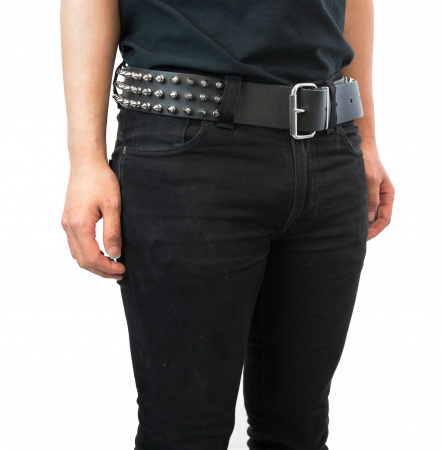 Ремень кожаный 3 ROW SPIKE STUDS