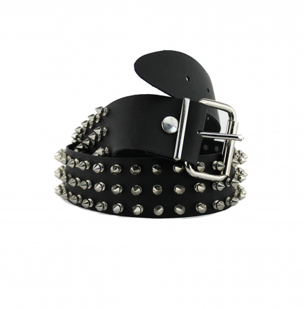 Ремень кожаный 3 ROW SPIKE STUDS